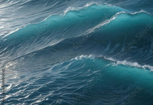 Fototapeta Soothing blue water wave texture, abstract patterns ideal for backgrounds , subtle, serene