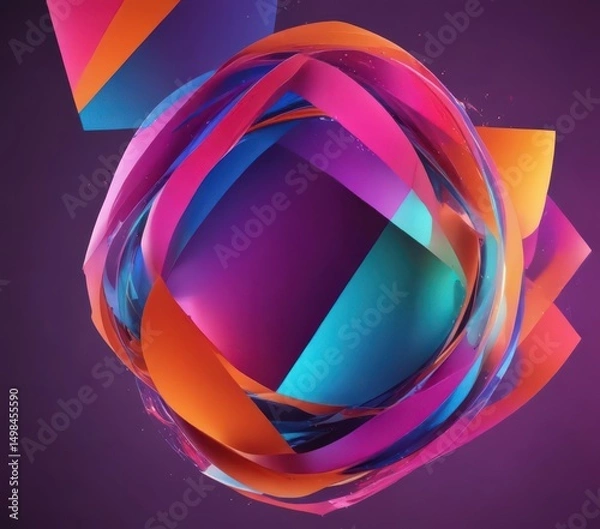 Fototapeta Abstract vibrant shapes, geometric gradients, dynamic lines,  pattern,  modern design,  overlay