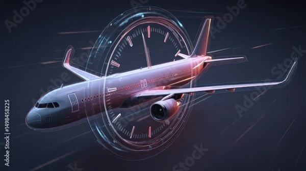 Fototapeta Commercial jet aircraft combine elements of air travel, speed, and time, the concept of travel not only in terms of physical distance, but also in the dimension of time.