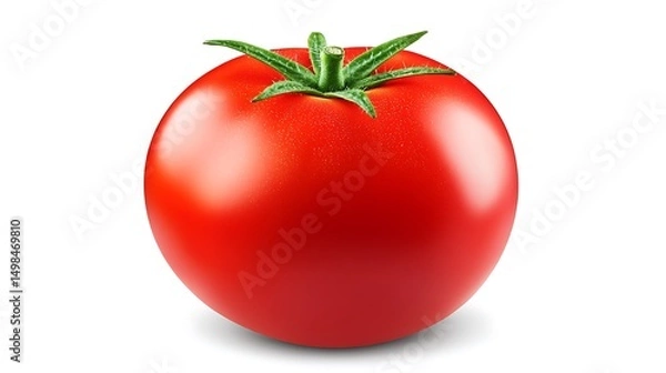 Fototapeta Vibrant Single Tomato on Seamless White Surface Ready for Culinary Use