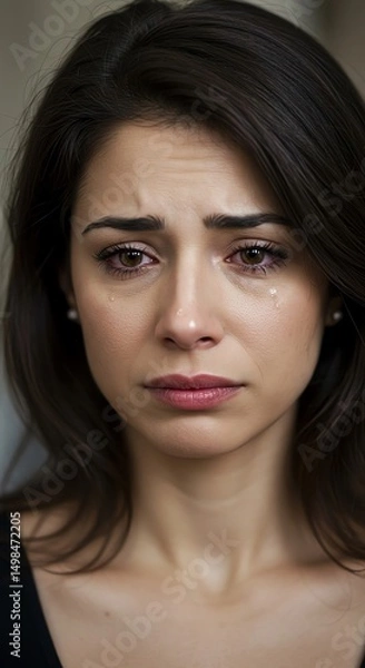 Obraz Woman crying sadness portrait closeup