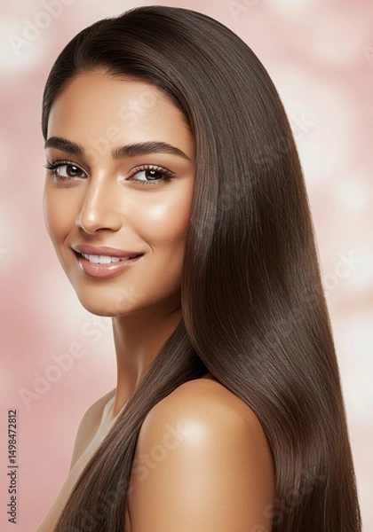 Obraz Woman long brown hair healthy skin