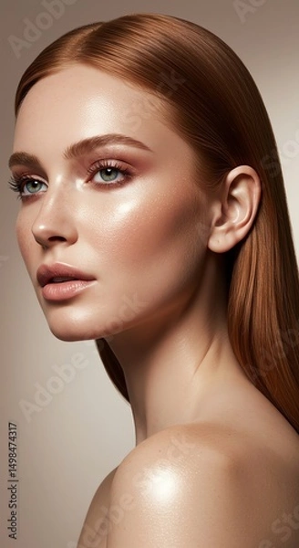 Obraz Woman with glowing skin and red hair