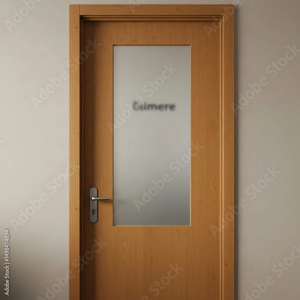 Obraz Wooden door with frosted glass panel
