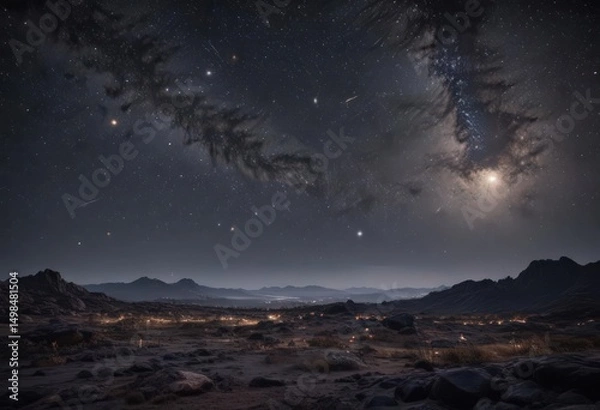 Fototapeta Vast, dark sky ablaze with countless sparkling stars ,  texture,  beauty,  space