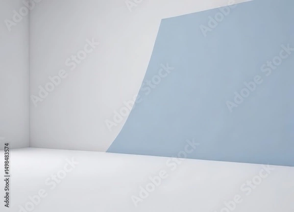 Fototapeta Clean white backdrop with subtle blue blueprint effect, ideal for technical presentations , design element, lines