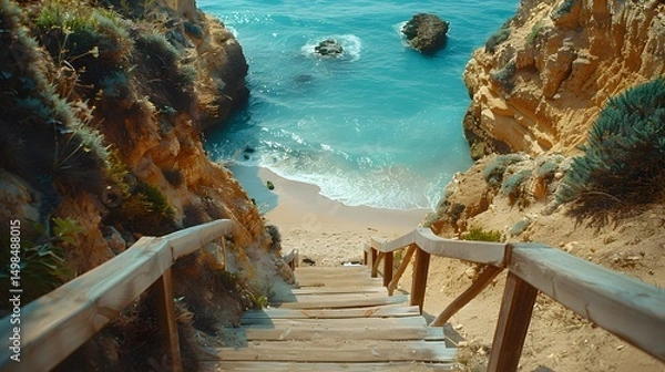 Fototapeta   A breathtaking view of a hidden beach in the Algarve, Portugal