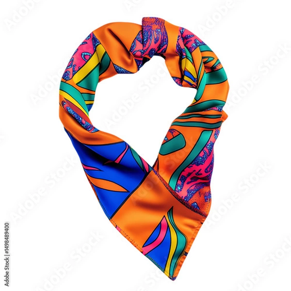 Fototapeta Trendy Cooling Bandana with Bold Digital Print Ad Isolated on Transparent Background