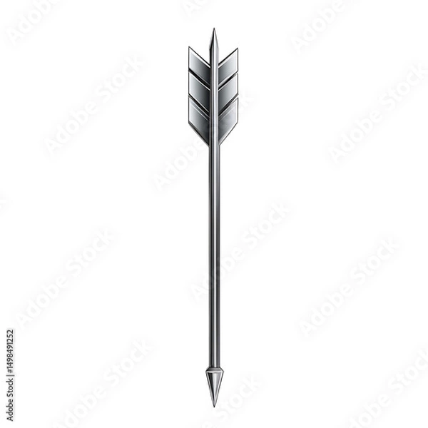 Obraz Sleek Arrow with a Polished Finish in Metallic Silver Isolated on Transparent Background