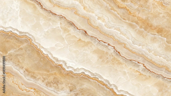 Obraz Natural Beige Onyx Slab with Gold Veins. Golden Tiles Texture