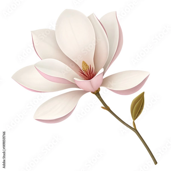 Fototapeta 3D Icon, Minimalistic Magnolia, isolated on a transparent background