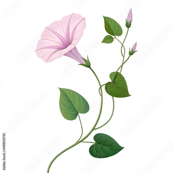 Fototapeta 3D Icon, Minimalistic Morning Glory, isolated on a transparent background