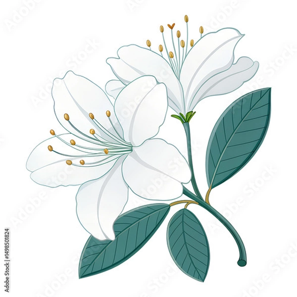 Fototapeta 3D Icon, Minimalistic Rhododendron, isolated on a transparent background
