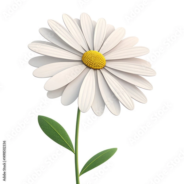 Fototapeta 3D Icon, Minimalistic Daisy, isolated on a transparent background