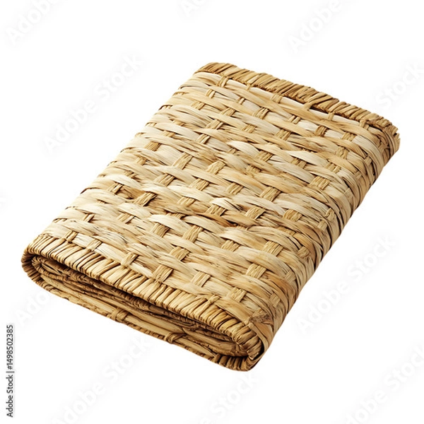 Fototapeta Minimalist Woven Straw Beach Mat with a Sleek Design Isolated on Transparent Background