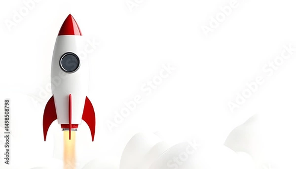 Obraz 3D rendering of a rocket isolated on white