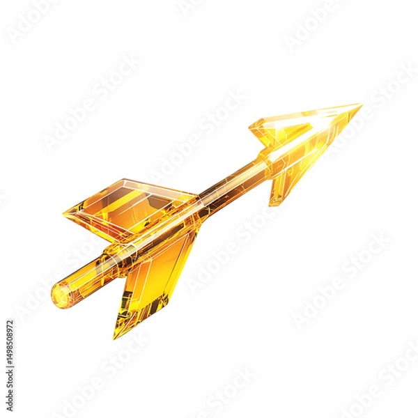 Fototapeta Futuristic Arrow with Striking Facets in Electric Yellow Isolated on Transparent Background