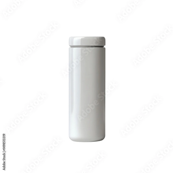 Fototapeta Blank White Cylindrical Container Mockup - Isolated on Black Background