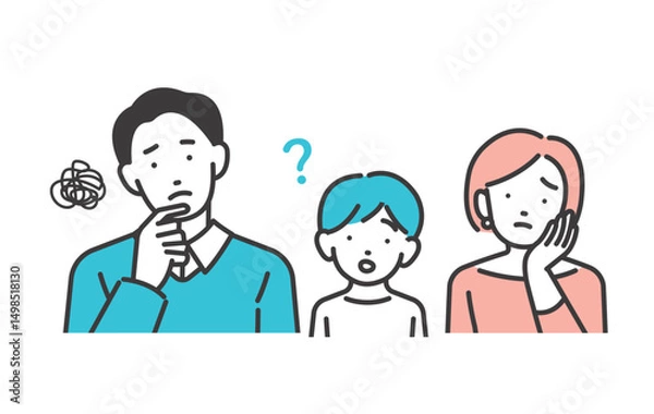 Obraz 困っている家族のベクターイラスト