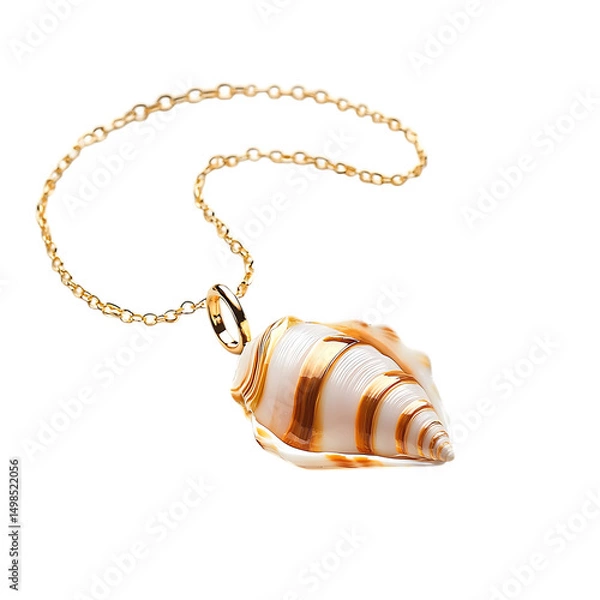 Fototapeta Trendy Minimalist Shell Necklace with One Organically Shaped Shell Isolated on Transparent Background