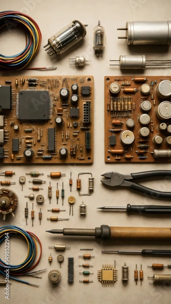 Fototapeta vintage electronic components