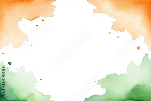 Fototapeta Watercolor Frame Green Orange: A vibrant watercolor frame featuring shades of green and orange, perfect for adding a touch of artistic flair to your designs.