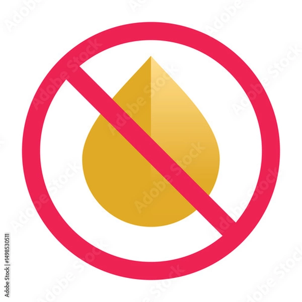 Obraz Forbidden sign with oil icon. No oil allowed sign