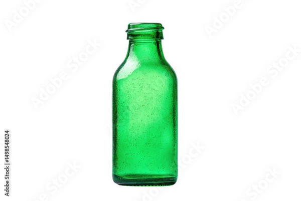Obraz Empty green glass bottle on black background with detailed texture, cut out