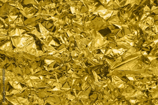 Obraz Luxury shiny metallic golden foil crumpled texture background