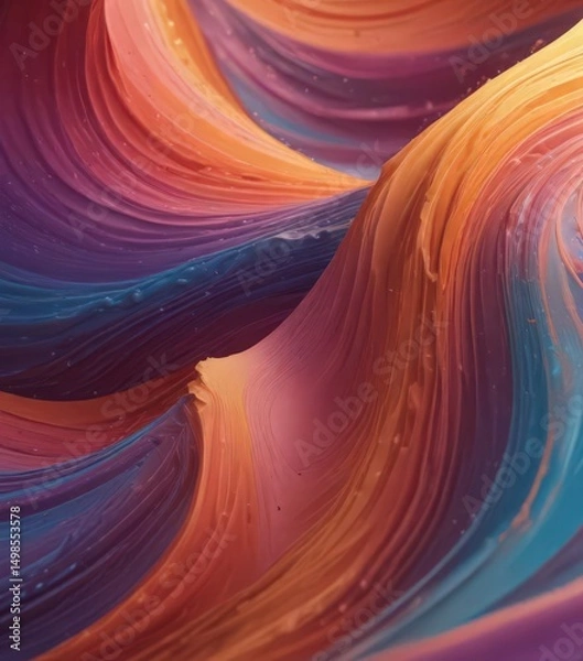 Fototapeta Vibrant, flowing wave pattern; abstract curves & swirls , gradient, energy, wave
