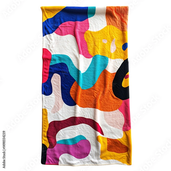 Fototapeta Playful Beach Towel with Giant Quirky Abstract Patt Isolated on Transparent Background