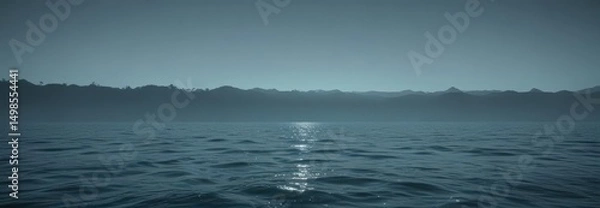 Obraz Subtle light blue to deep teal gradient, evokes tranquil ocean depths ,  calming colors,  ocean gradient,  artwork