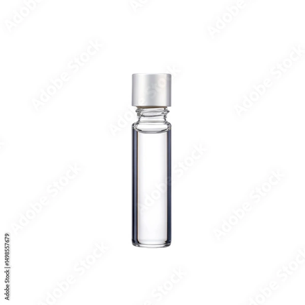 Obraz Clear Glass Bottle with Silver Cap - Sample Vial