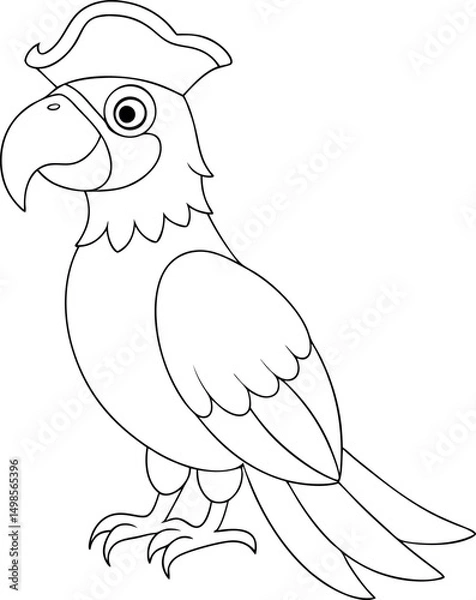 Fototapeta Pirate parrot outline stands boldly, showcasing its unique style against a transparent background