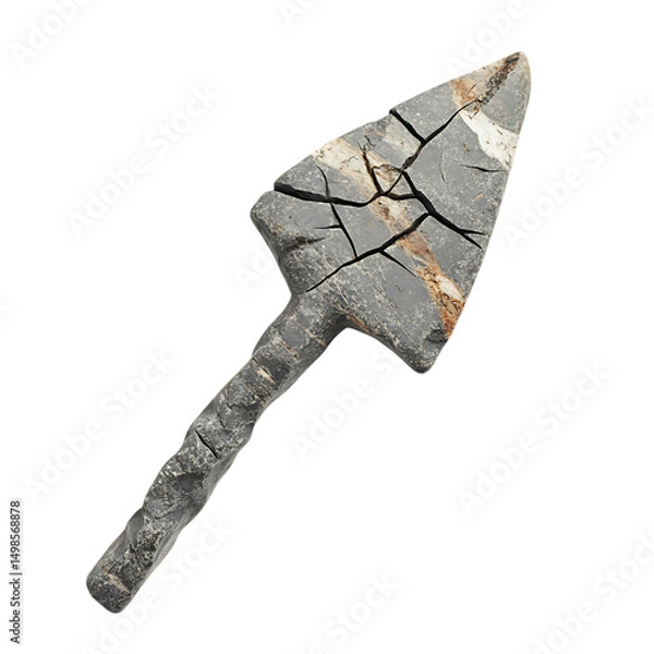Fototapeta A Cracked Stone Arrow with Inuit Carvings Arctic Su Isolated on Transparent Background