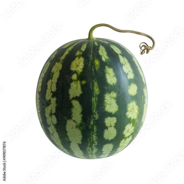 Fototapeta Small green watermelon with unique pattern isolated