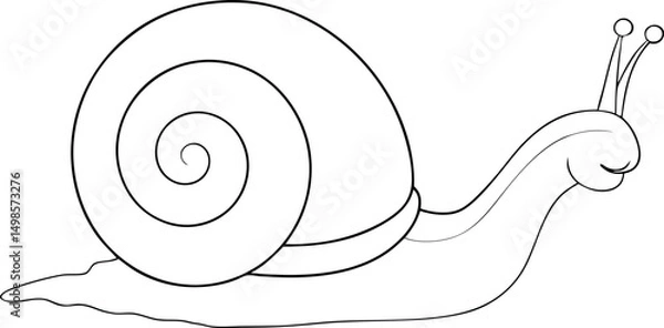 Fototapeta Simple outline depicts a snail crawling with its spiraled shell