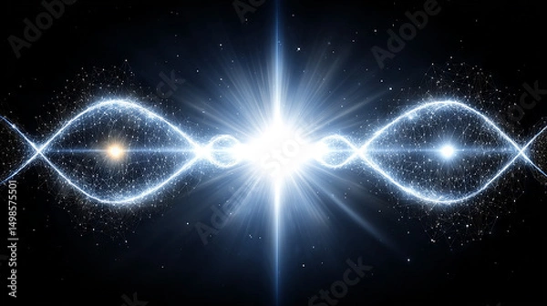 Obraz Bright Light Burst with Interconnected Network Lines in a Dark Space for Technology Concept