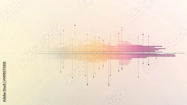 Obraz Abstract Data Stream Visualization with Lines and Shapes on a Light Background for Modern Technology
