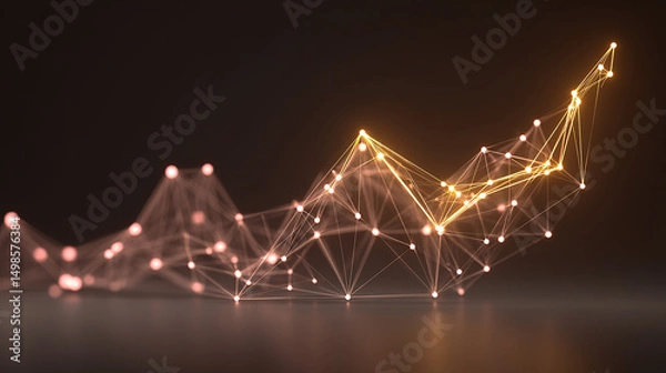 Fototapeta Abstract Network Connection Graph with Glowing Nodes on Dark Background for Data Analysis and Innovation