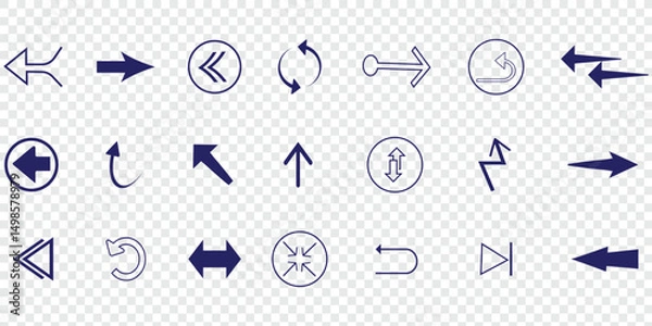 Fototapeta set of arrow icons  in various shapes and directions. eps 10.
