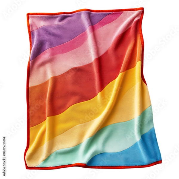 Fototapeta Cheerful Beach Towel with Expansive Playful Multico Isolated on Transparent Background