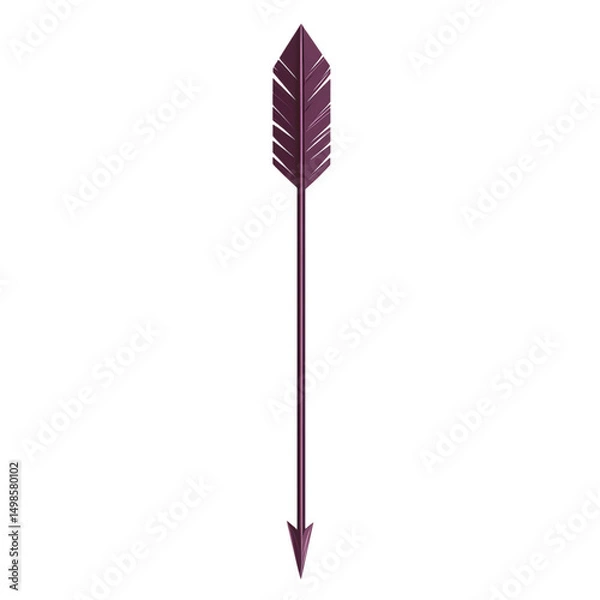 Fototapeta Contemporary Arrow with Clear Vectors in Rich Plum Isolated on Transparent Background