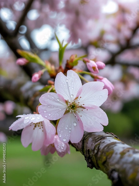 Fototapeta Macro cherry blossom in spring