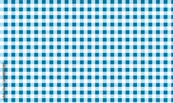 Fototapeta Seamless blue and white gingham checkered pattern, ideal for textile design, backgrounds, picnic themes, tablecloths, and wrapping paper with a clean and classic geometric look.