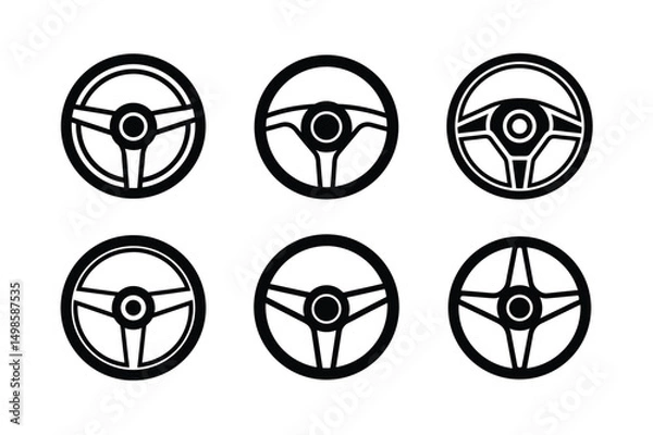 Fototapeta Flat Steering Wheel Vector for Vehicles