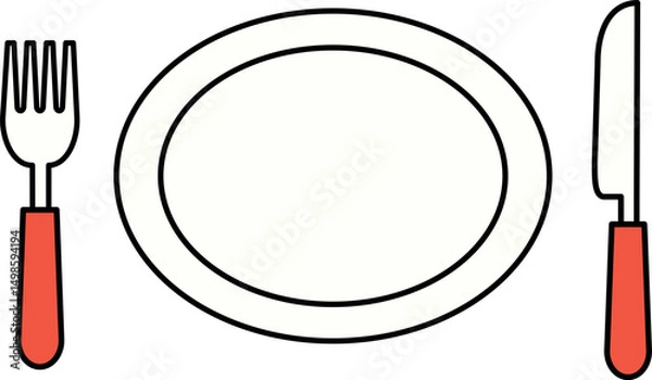 Fototapeta 食事の背景素材、ナイフとフォーク