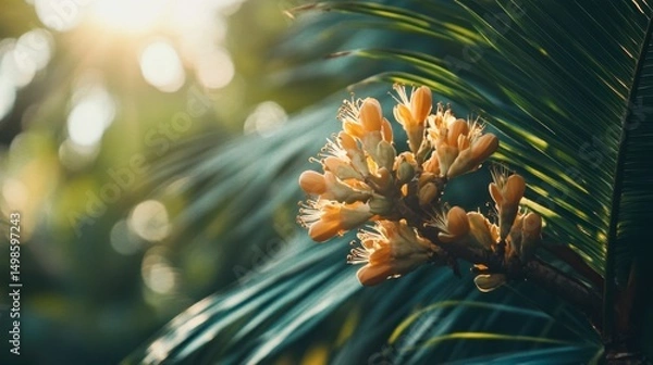 Obraz Close-Up of Tropical Flowering Plant Against Soft Green Background