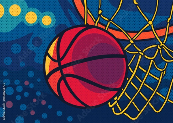 Fototapeta basketball into the basket illustration pop art designs illustration vector art