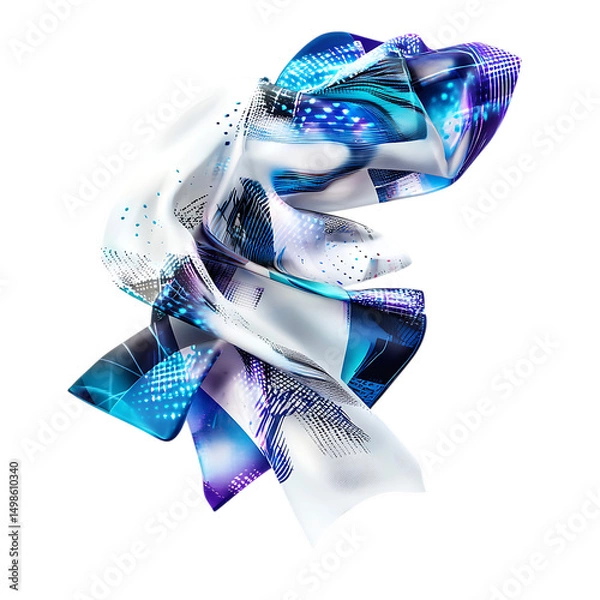 Fototapeta Contemporary Cooling Wrap with a Futuristic Digital Pattern Isolated on Transparent Background